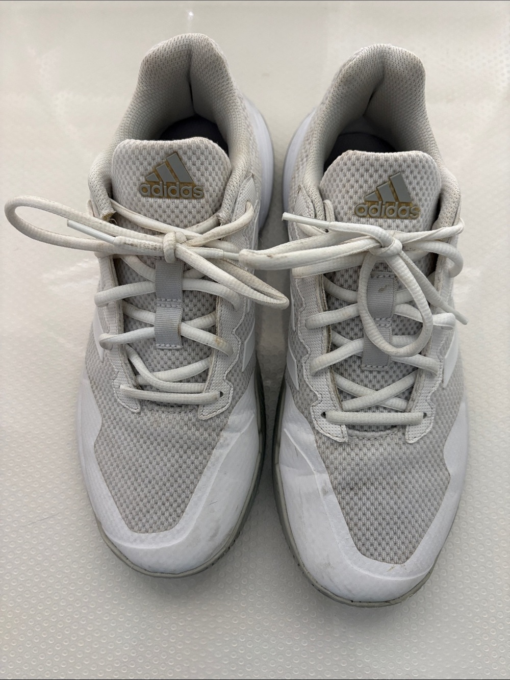 adidas White and Gold Mesh Running Shoes